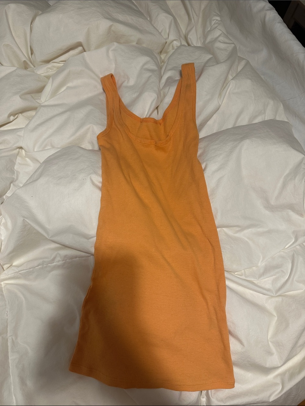Sleeveless Ribbed Tank Dress in Orange